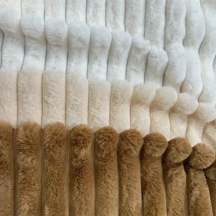 100%polyester Striped Faux Fur Fabric